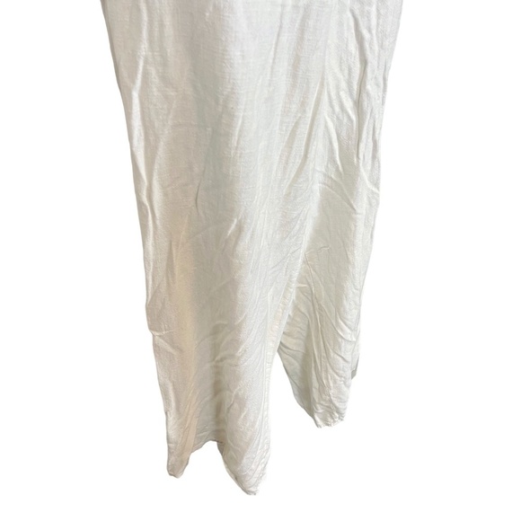 Asos Design Women's White Deep V-Neck Flax Jumpsuit Wide Leg Open Back Pants  8 - Picture 7 of 16